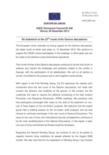 Statement by the Cypriot Presidency of the Council of the EU on the Twenty-second round of the Geneva Discussions on Security and Stability in the South Caucasus, held in Geneva, Switzerland, on 12 December 2012