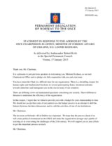 Statement by the Delegation of Norway in response to the address by the Chairperson-in-Office of the OSCE, Minister for Foreign Affairs of Ukraine, H.E. Leonid Kozhara
