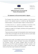 Statement by the Irish Presidency of the Council of the EU on the terrorist attack in the In Amenas gas plant in Algeria