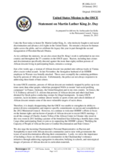 Statement by the Delegation of the United States on the Martin Luther King Jr. Day, observed on 21 January 2013
