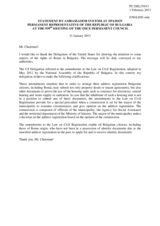 Statement by the Delegation of Bulgaria in response to the statement by the Delegation of the United States on the discrimination against Roma and Sinti in the OSCE area