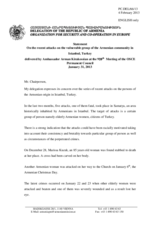 Statement by the Delegation of Armenia on the recent attacks on individuals of Armenian descent in Istanbul, Turkey