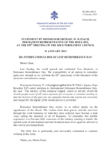 Statement by the Delegation of the Holy See on the International Holocaust Remembrance Day on 27 January 2013