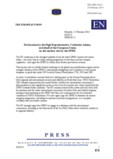 Declaration by the High Representative, Catherine Ashton, on behalf of the European Union on the nuclear test conducted by the Democratic People’s Republic of Korea on 12 February 2013.