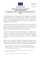 Statement by the Irish Presidency of the Council of the EU on the International Women’s Day, observed on 8 March 2013