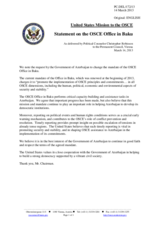 Statement by the Delegation of the United States on the mandate of the OSCE Office in Baku