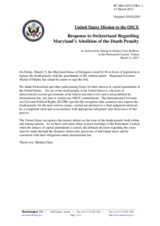 Statement by the Delegation of the Unite States in response to the statement by the Delegation of Switzerland, also on behalf of Andorra, Iceland, Liechtenstein, Norway and San Marino, on the abolition of the death penalty in the state of Maryland, USA