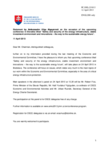 Statement by the Delegation of Slovakia on the . Tenth Slovak Annual Congress on Power and Energy entitled “Safety and Security of the Energy Infrastructure, Stable Investment Environment and Innovations – The Way to the Sustainable Energy Future”