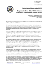 Statement by the Delegation of the United States in response to the report by the Head of the OSCE Mission to Moldova, Ambassador Jennifer Brush