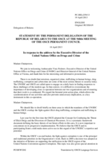 Statement by the Delegation of Belarus in response to the address by the Executive Director of the United Nations Office on Drugs and Crime and Director-General of the United Nations Office in Vienna, H.E. Yury Fedotov
