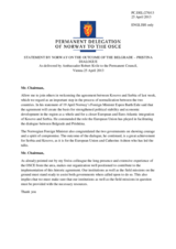 Statement by the Delegation of Norway on the Belgrade-Pristina agreement on the principles for the normalization of relations