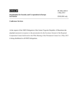 Statement by the Delegation of the former Yugoslav Republic of Macedonia in response to the address by the Secretary General of the Regional Cooperation Council (RCC), Mr. Goran Svilanovic