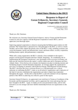 Statement by the Delegation of the United States in response to the address by the Secretary General of the Regional Cooperation Council (RCC), Mr. Goran Svilanovic