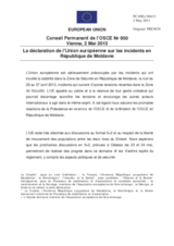 La déclaration de l’Union européenne sur les incidents en République de Moldavie