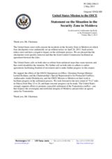 Statement by the Delegation of the United States on the recent incident in the security zone of the Transdniestrian conflict on 26 and 27 April 2013