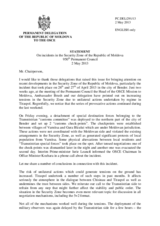 Statement by the Delegation of Moldova on the recent incident in the security zone of the Transdniestrian conflict on 26 and 27 April 2013