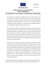 Statement by the Irish Presidency of the Council of the EU on the World Press Freedom Day, celebrated on 3 May 2013