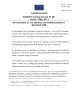 Statement by the Irish Presidency of the Council of the EU on the abolition of the death penalty in Maryland, United States of America