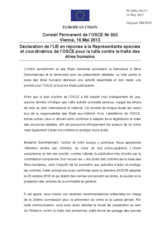 Déclaration de l’UE en réponse à la Représentante spéciale et coordinatrice de l’OSCE pour la lutte contre la traite des êtres humains