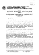 Statement by the Delegation of Armenia, also on behalf of Canada, in response to the address by the Minister for Foreign Affairs of Azerbaijan, H.E. Elmar Mammadyarov