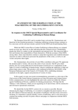 Statement by the Irish Presidency of the Council of the EU in response to the report by the Special Representative and Co-ordinator for Combating Trafficking in Human Beings, Dr. Maria Grazia Giammarinaro