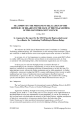 Statement by the Delegation of Belarus in response to the report by the Special Representative and Co-ordinator for Combating Trafficking in Human Beings, Dr. Maria Grazia Giammarinaro