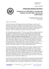 Statement by the Delegation of the United States on LGBT Rally in Georgia and Incident of LGBT Hate Crime in the United States