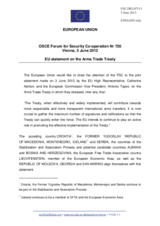 Statement by the Irish Presidency of the Council of the EU on the signing of the Arms Trade Treaty on 3 June 2013