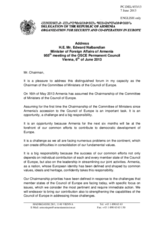 Address by the Minister for Foreign Affairs of Armenia, H.E. Edward Nalbandian