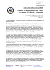 Statement by the Delegation of the United States in response to the address by the Minister for Foreign Affairs of Armenia, H.E. Edward Nalbandian