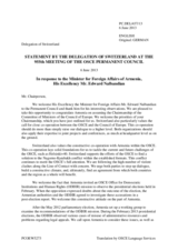 Statement by the Delegation of Switzerland in response to the address by the Minister for Foreign Affairs of Armenia, H.E. Edward Nalbandian