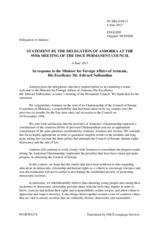 Statement by the Delegation of Andorra in response to the address by the Minister for Foreign Affairs of Armenia, H.E. Edward Nalbandian