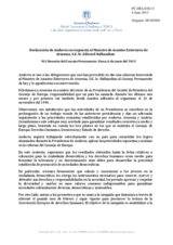 Declaración de Andorra en respuesta al Ministro de Asuntos Exteriores de Armenia, S.E. Sr. Edward Nalbandian