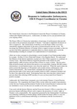 Statement by the Delegation of the United States in response to the report by the OSCE Project Co-ordinator in Ukraine, Ambassador Madina Jarbussynova
