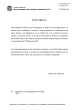 Response by the Delegation of Andorra to the Questionnaire on the Code of Conduct on Politico-Military Aspects of Security