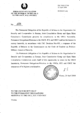 Response by the Delegation of Belarus to the Questionnaire on the Code of Conduct on Politico-Military Aspects of Security