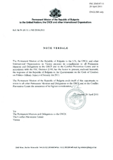 Response by the Delegation of Bulgaria to the Questionnaire on the Code of Conduct on Politico-Military Aspects of Security