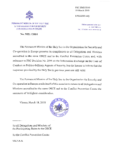 Response by the Delegation of the Holy See to the Questionnaire on the Code of Conduct on Politico-Military Aspects of Security