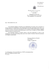 Response by the Delegation of Iceland to the Questionnaire on the Code of Conduct on Politico-Military Aspects of Security