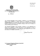 Response by the Delegation of Moldova to the Questionnaire on the Code of Conduct on Politico-Military Aspects of Security