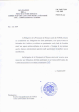Response by the Delegation of Monaco to the Questionnaire on the Code of Conduct on Politico-Military Aspects of Security