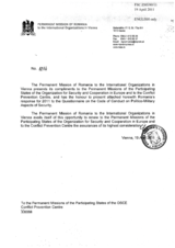 Response by the Delegation of Romania to the Questionnaire on the Code of Conduct on Politico-Military Aspects of Security