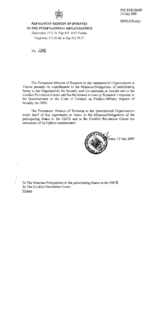 Response by the Delegation of Romania to the Questionnaire on the Code of Conduct on Politico-Military Aspects of Security
