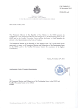 Response by the Delegation of San Marino to the Questionnaire on the Code of Conduct on Politico-Military Aspects of Security