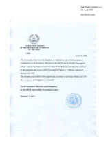 Response by the Delegation of Tajikistan to the Questionnaire on the Code of Conduct on Politico-Military Aspects of Security