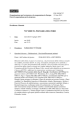 Giornale della 721a Seduta plenaria del Foro di cooperazione per la sicurezza