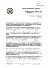 Statement by the Delegation of the United States in response to the report by the Head of the OSCE Centre in Astana, Ambassador Natalia Zarudna