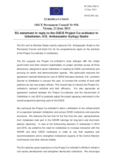Statement by the Irish Presidency of the Council of the EU in response to the report by the OSCE Project Co-ordinator in Uzbekistan, Ambassador György Szabó
