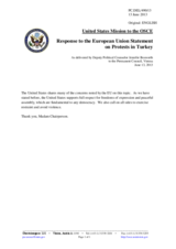 Statement by the Delegation of the United States on the recent protests in Turkey