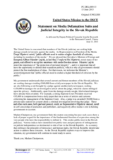 Statement by the Delegation of the United States on the media defamation suits and judicial integrity in Slovakia